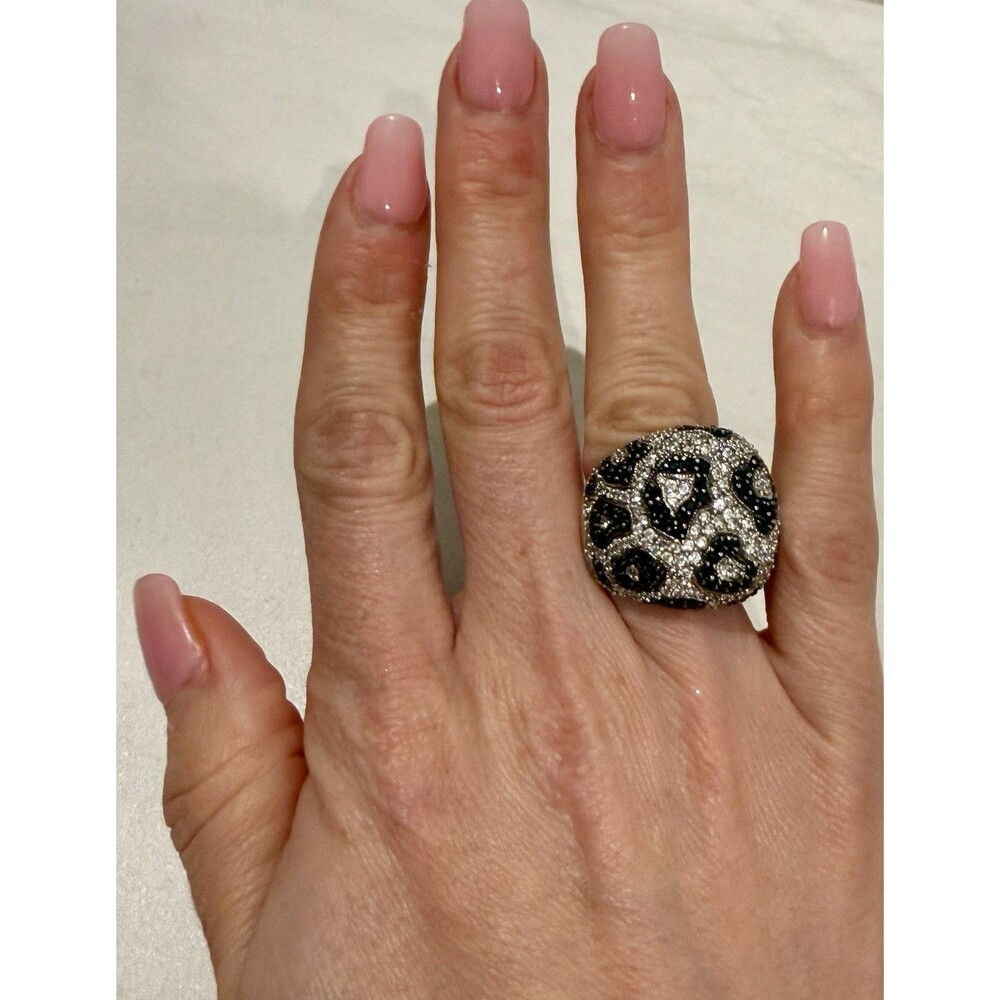 Sonia B Designs Black White CZ Pave Dome Cocktail Ring Size 5; 13g